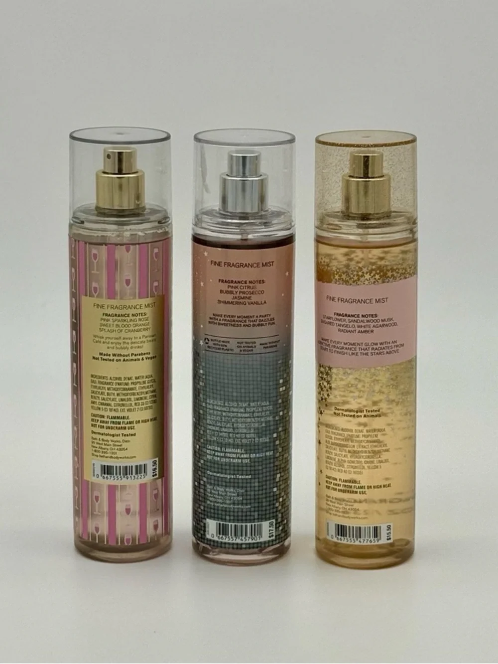Bath & Body Works Bubbly Rose, Life of the Party,  In The Stars Body Spray NWT